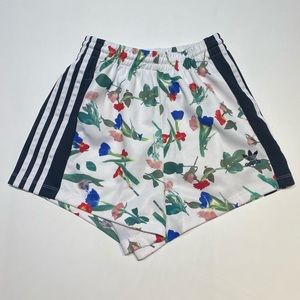 Adidas three stripe shorts with flower print